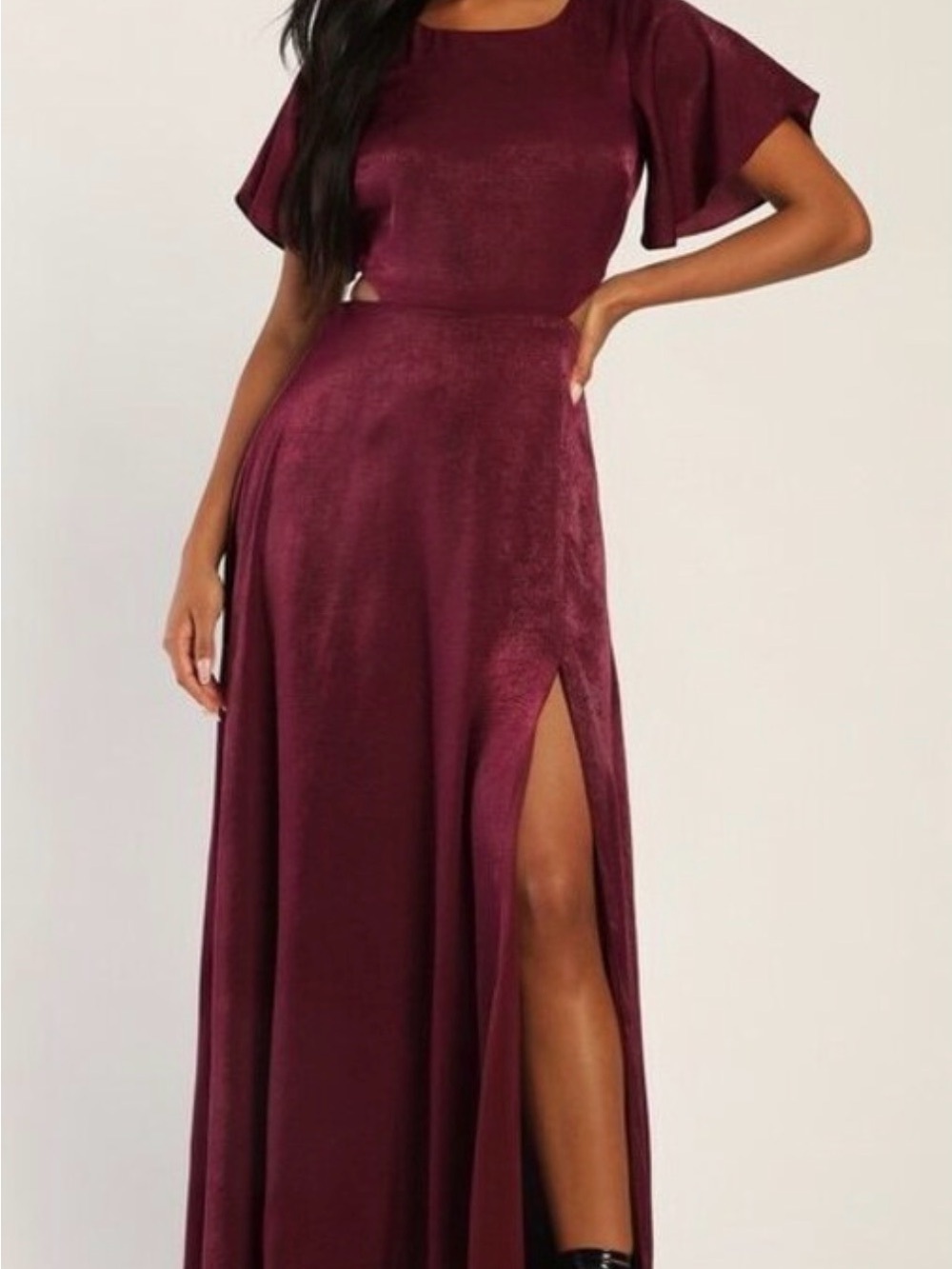 Lulus Garden Bliss Burgundy Cutout Maxi Dress Small